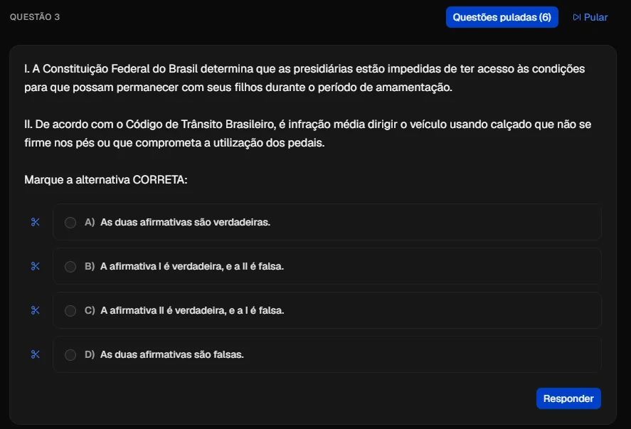Caderno de questões da plataforma